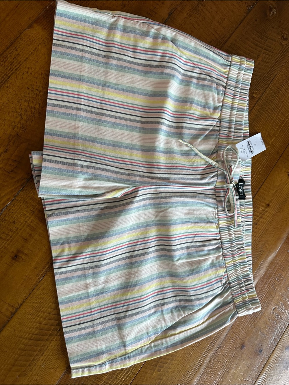 LOFT Pastel Multi-Stripe Drawstring Shorts